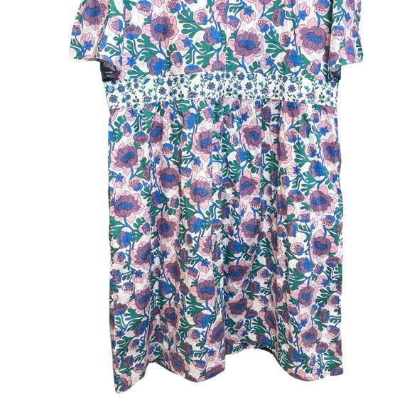 Boden Boho Vneck Floral Blue Purple Terrance Bud Dress Size 20/22 L - Picture 9 of 14